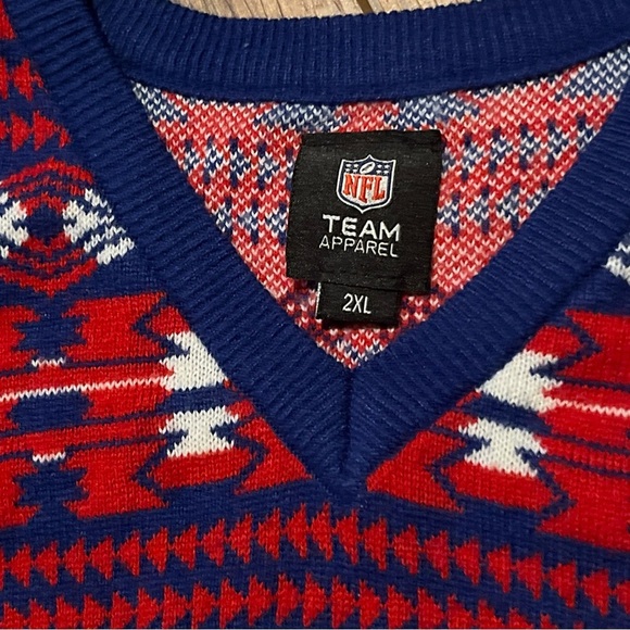 NFL Team Apparel NY Giants Mens 2XL Sweater Vest Knit Blue Red White Football - Picture 4 of 6